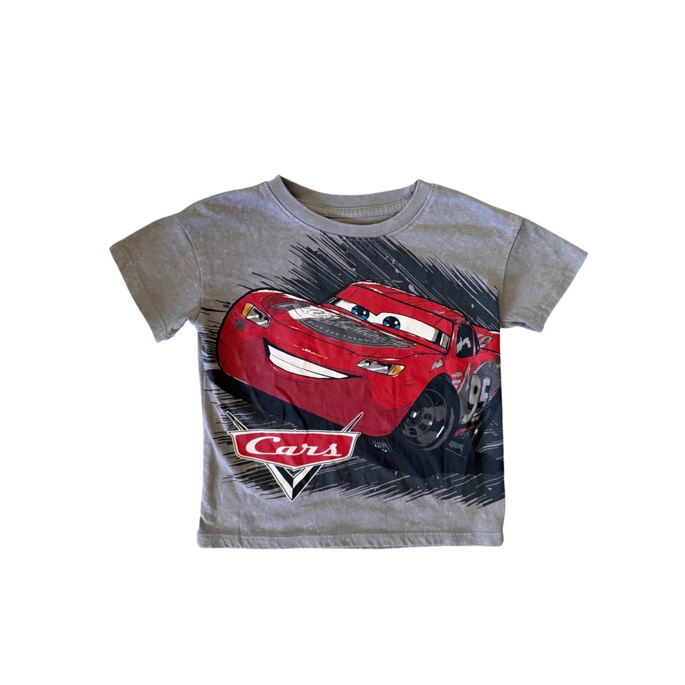 Disney Pixar Cars Lightning McQueen Graphic T-Shirt Grey 3T Short Sleeve Tee
